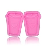 2Pcs Coffee Cups Silicone, Drink Cup Keychains,Keychain Resin Mold, Love Heart Dog Tags Epoxy...