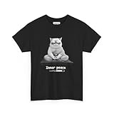 Lama Cat Inner Peace Loading T-Shirt Design | Grumpy Cat | Yoga Shirt | Men and Women | Sarcastic Mindfulness Gift | IPL-BW Black