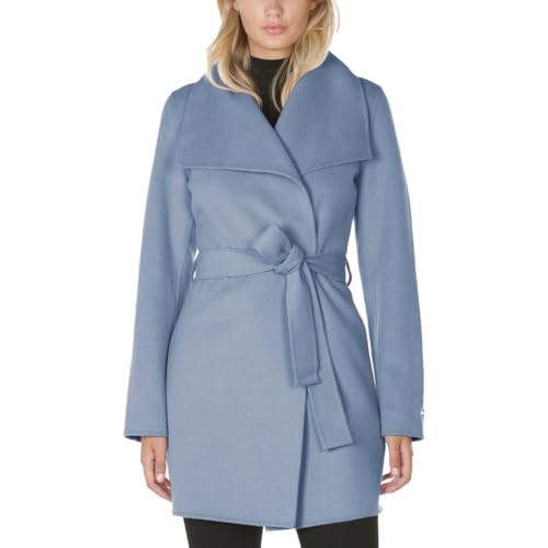 Image of TAHARI Women's Double-faced Luxury Soft Wool Blend Peacoat- Wrap Wool Coat With Removable Belt