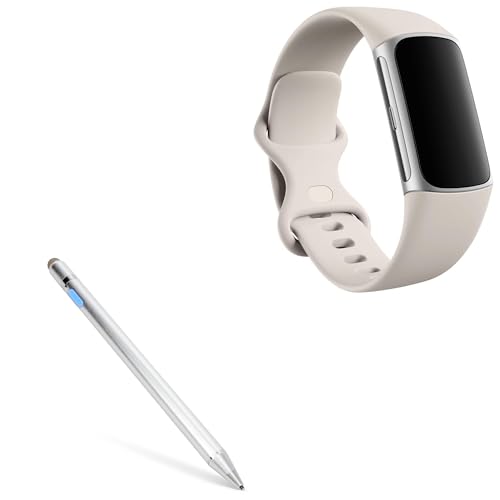 BoxWave Stylus Pen Compatible with Fitbit Charge 6 - AccuPoint Active Stylus, Electronic Stylus with Ultra Fine Tip - Metallic Silver
