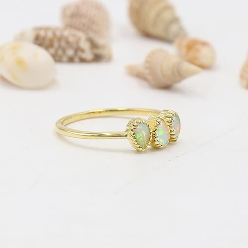 Bague opale d'Éthiopie anti-ternissement en argent 18K doré, l'éclat des gemmes sans irritation - 6