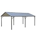 MELLCOM 10'x20' Metal Carport Heavy Duty, Multi-Use Shelter with Powder-Coated Steel Roof and Frame, Portable Car Garage Kit for All Weather, Outdoor Carports for Vehicle, Truck and Boat