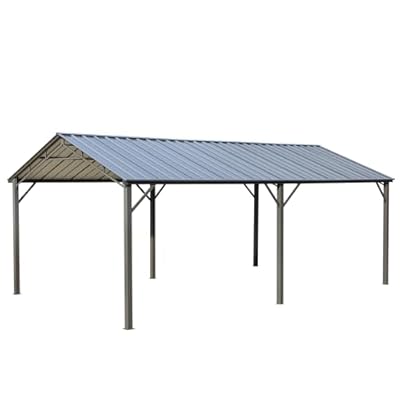 MELLCOM Metal Carport 12'x20' Heavy Duty, Multi-Use Shelter with Powder-Coated Steel Roof and Frame, Outdoor Carport Canopy Shelter for Car, Truck and Boat