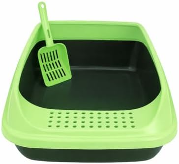 Kürekli Izgaralı Açık Kedi Tuvalet Kabı – Sıçrama Önleyici, Yüksek Kenarlı, Kolay Temizlenebilir Plastik Kedi Kumu Kabı (METALİK GRİ) - Görsel 14