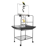 Bird Stand with Wheels, Parrot Stand with Perches, 62 Inch Height Birdcage Playstand Activity Play Center w/Perches and Ladders, Indoor Outdoor Playground for Parakeet Cockatiels Black