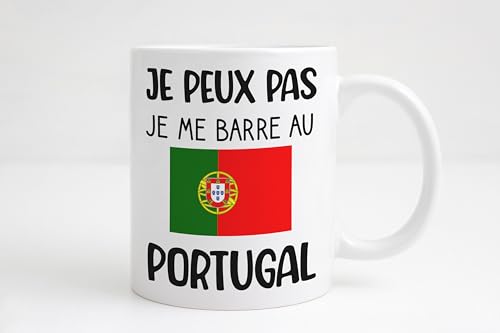 Groovy crea Je peux pas je me barre au Portugal - Mug drapeau portugais humour - Idée cadeau expat - fan du portugal