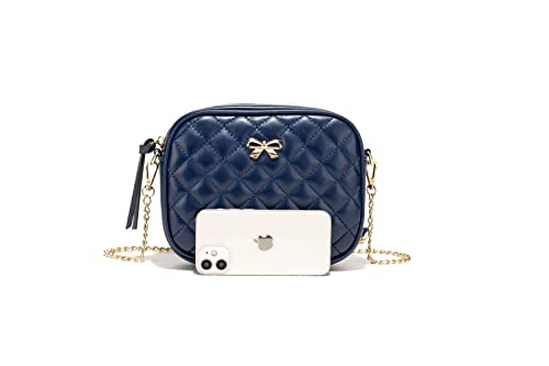 H Hanbella - A Fashion Trendy Collection. Forever. - Small Crossbody Bags For Women & Girls Navy Blue Quilted Shoulder Purse Cute Leather Satchel Handbag With Gold Chain Strap #TOP7