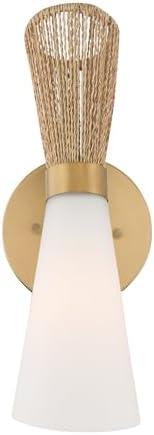 Minka-Lavery 14261-732 Vantrel 13.75" High 1-Light Wall Sconce - Legacy Brass with Etched Opal Glass