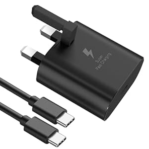 Galaxy A15 / A15 5G Charger Plug [25W] Super Fast Charger Plug For Samsung Galaxy A15 / A15 5G USB Type C Fast Charging Cable [1M] High Speed Adapter UK 3 Pin Mains wall Phone Charger Plug
