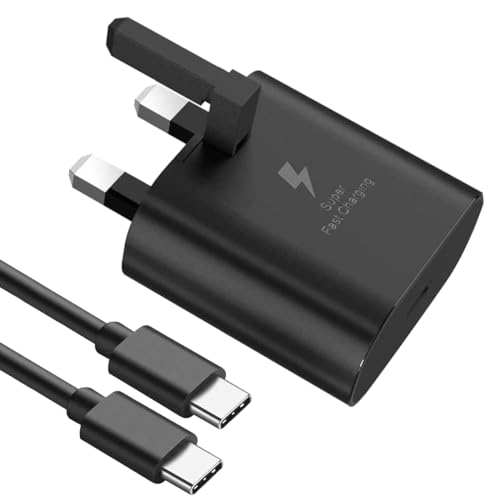 Galaxy A15 / A15 5G Charger Plug [25W] Super Fast Charger Plug For Samsung Galaxy A15 / A15 5G USB Type C Fast Charging Cable [1M] High Speed Adapter UK 3 Pin Mains wall Phone Charger Plug
