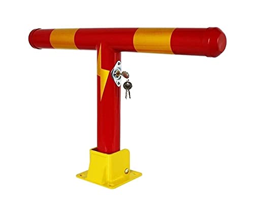 Barrière de stationnement en T, barrière de stationnement Pliable et Robuste en Acier, verrouillable manuellement, avec vis, Rouge,Red