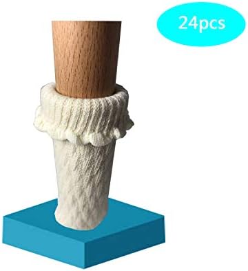 TEKEFT 24pcs/Pack Chair Protectors,Furniture Protectors with Non Slip Strips Inside Chair Leg Floor Protectors,Anti Skid Chair Socks for Hardwood Floors (White)