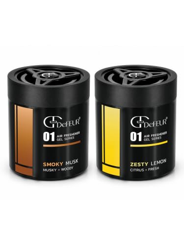 Image of Smoky Musk And Zesty Lemon Gel Car Perfume | 140g Strong Fiber Air Freshener | Musk and Lemon Car Scent for Fresh Interiors | Luxury Car Accessories | Pack of 2