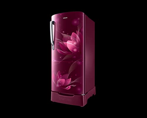Image of Samsung 183 L, 2 Star, Digital Inverter, Direct-Cool Single Door Refrigerator (RR20C2812R8 /NL, Blooming Saffron Red, Base Stand Drawer)