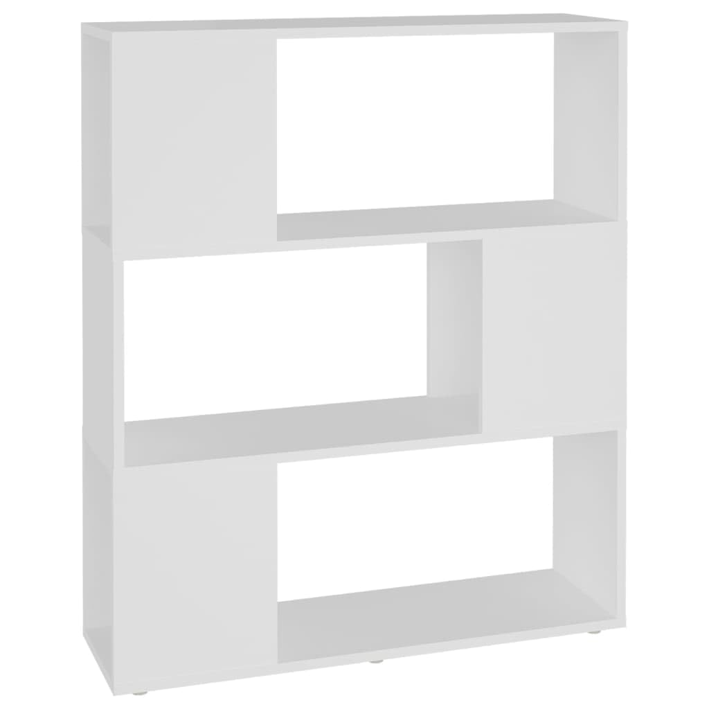 Générique Biblioteka biała 80x24x94 cm 3 przegródki | Przegroda na części, solidna półka, schowek na książki i DVD, klasyczna dekoracja