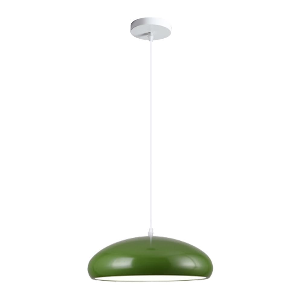 ZGDHWCR Nordic Industrial Style Pendant Lamp, 13.7 Inch Green Metal Hanging Light, Single Head Height Adjustable Chandelier, Restaurant Kitchen Island Balcony Decoration Light Fixtures