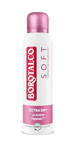 Borotalco Deospray Soft- 48 Stunden Wirksamkeit - Formel mit Active VegetalcTM für Dreifach Schutz Gegen Schweiß - 0% Alkohol - Deodorant für Herren & Damen