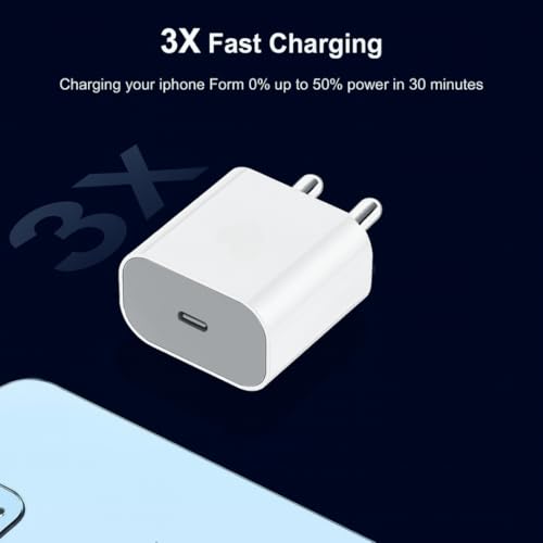 Image of Addtam Original 20W Charger Adapter with 1M Cable Compatible with iPhone 14 /14 Plus /14 Pro /14 Pro Max /13 /13 mini /13 Pro /13 Pro Max /12 /12 mini /12 Pro /12 Pro Max /11|20watt Fast Charging-Blue