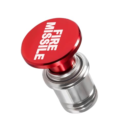 Image of Fire Missile Car Cigarette Lighter, 12 Volt Aluminum Auto Cigarette Lighter Plug Replacement, Universal Cigarette Lighters Button Decoration for Most Vehicle Socket Size A (Red)