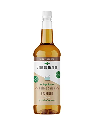 Modern Nature Sugar Free Coffee Syrup – Natural Hazelnut Flavour Low Calorie Stevia Syrup – Nearly 0 Calorie Skinny Syrup – For Flavoured Coffee, Tea, Hot Chocolate, Protein Shakes Keto Sweetner 750ml