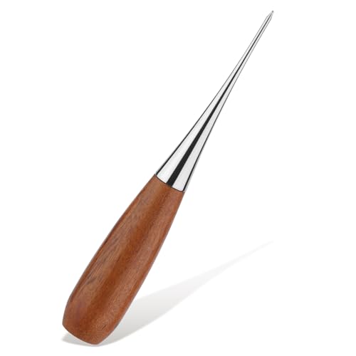 Sewing Awl Leather Awl Tool Tools with Wooden Handle Scratch Awl Leather Hole Punch Tool for Punching Stitching Book Binding Leather Craft