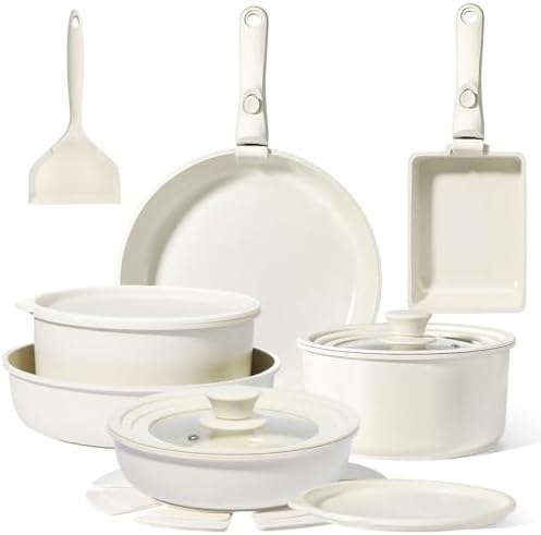GiPP Ceramic Pots and Pans Set Non Stick, Nonstick Detachable Han...