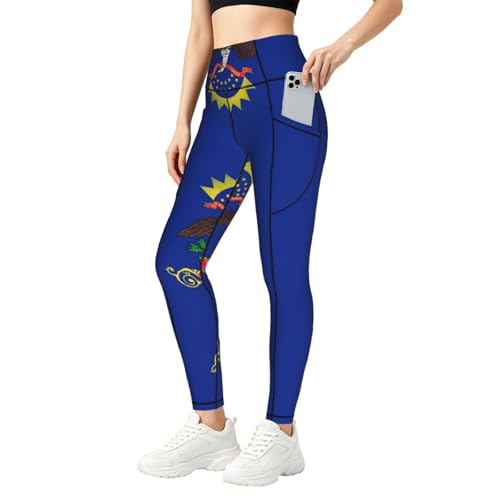Leggings de Dakota del Norte con bolsillos para mujer deporte elásticos