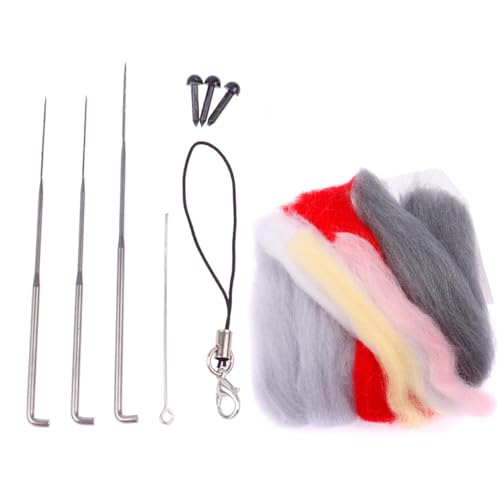Image of Funny Festive Christmas New Year Wool Needle Felting Starter Kit, Animal Needle Felting Kit, Non-Finished Felt Penguin Craft Kit, Lovely Penguin Needle Felting Kit for Beginners, 2 Set