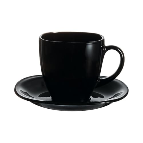 Miniatura 2 de Luminarc Carine Negro Caja 6 Tazas Con Plato Vidrio 22cm Opal Apto Microondas Apto Frigorífico Reciclable