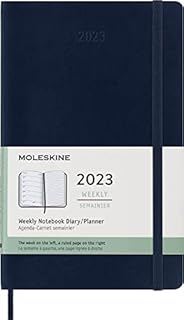 Moleskine Weekly Planner 2023, 12-Month Weekly Diary, Weekly Planner and Notebook, Soft Cover, Large Size 13 x 21 cm, Colour Sapphire Blue