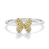 Precious Pieces Girls 925 Sterling Silver Butterfly Baby Ring with CZs Simulated November Birthstone Ring for Kids (Size 3)