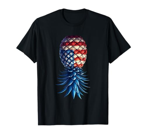July Patriotic Red White Blue Upside Down Pineapple Swinger T-Shirt