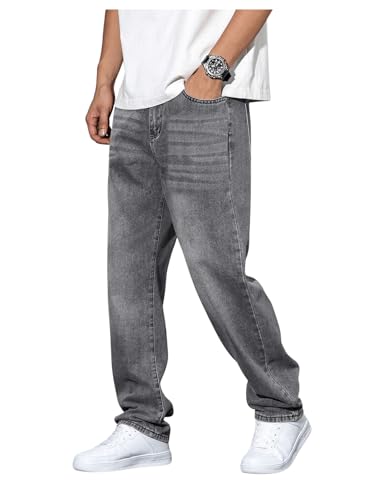 Verdusa Men's Wide Leg Denim Pants Casual Loose Fit Long Jeans