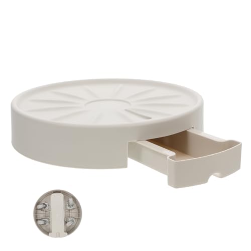 BESPORTBLE Bandeja Móvil para Macetas con Ruedas para Interior, Diámetro 22.5 Cm, Soporte De Plástico Resistente Color Beige con Cajón Extraíble para Agua, Diseño Ventilado Anti-pudrición