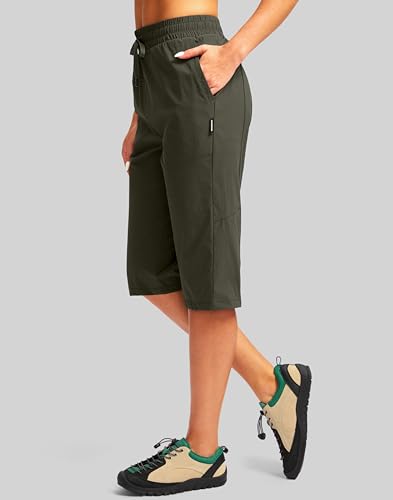 Short feminino longo de 38 cm abaixo do joelho para trilhas cargo capri stretch secagem rápida short