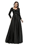 Datangep Long Sleeves A line Evening Dress Black Bride Bridesmaid Dress Sequined Prom Gowns Formal D