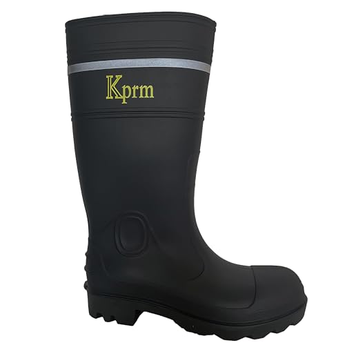 Image of Mens Steel Toe Rain Boots Waterproof Non-Slip Rubber Work Boot Outdoor | PVC Boots, Garden Fishing Outdoor Work Boots, Durable Slip Resistant Knee Boots for Agriculture and Industrial Working