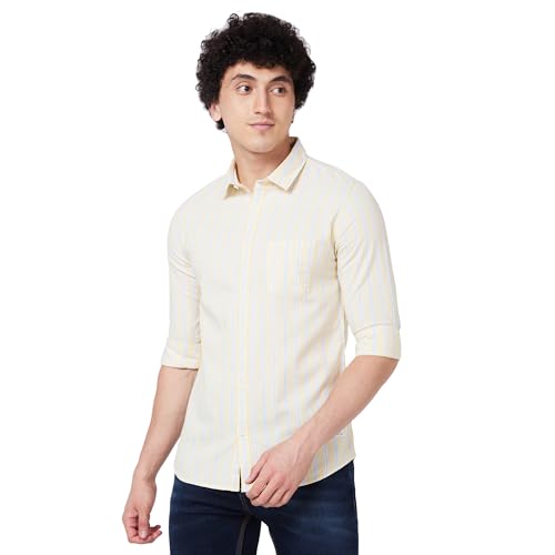 Image of Spykar Men's Regular Fit N /A Full Sleeve Striped Casual Shirts