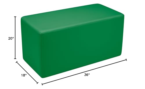 Image of Sprogs 18 inch H Structured Rectangle Stool -Flexible Modular Collaborative Soft Seating for Office, Home, Lounge and School Classrooms with Durable Frame & Set of 2 inch Legs Add-on - Green