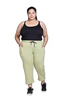 CUPID Women's Plus Size Plain Cotton Half Pant, 3/4Th Sports n Casual Night Short Pant, Knee Length Capris For Ladies_Cardamom Green_4XL