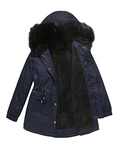 Easyoyo Casacos de inverno femininos sólidos e quentes com capuz, jaqueta parca de inverno, casaco c