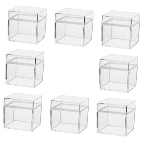 HAPINARY 8pcs Clear Square Boxes Candy Organizer Lids for Jewelry Desserts Birthday Party Favors and Gifting Storage
