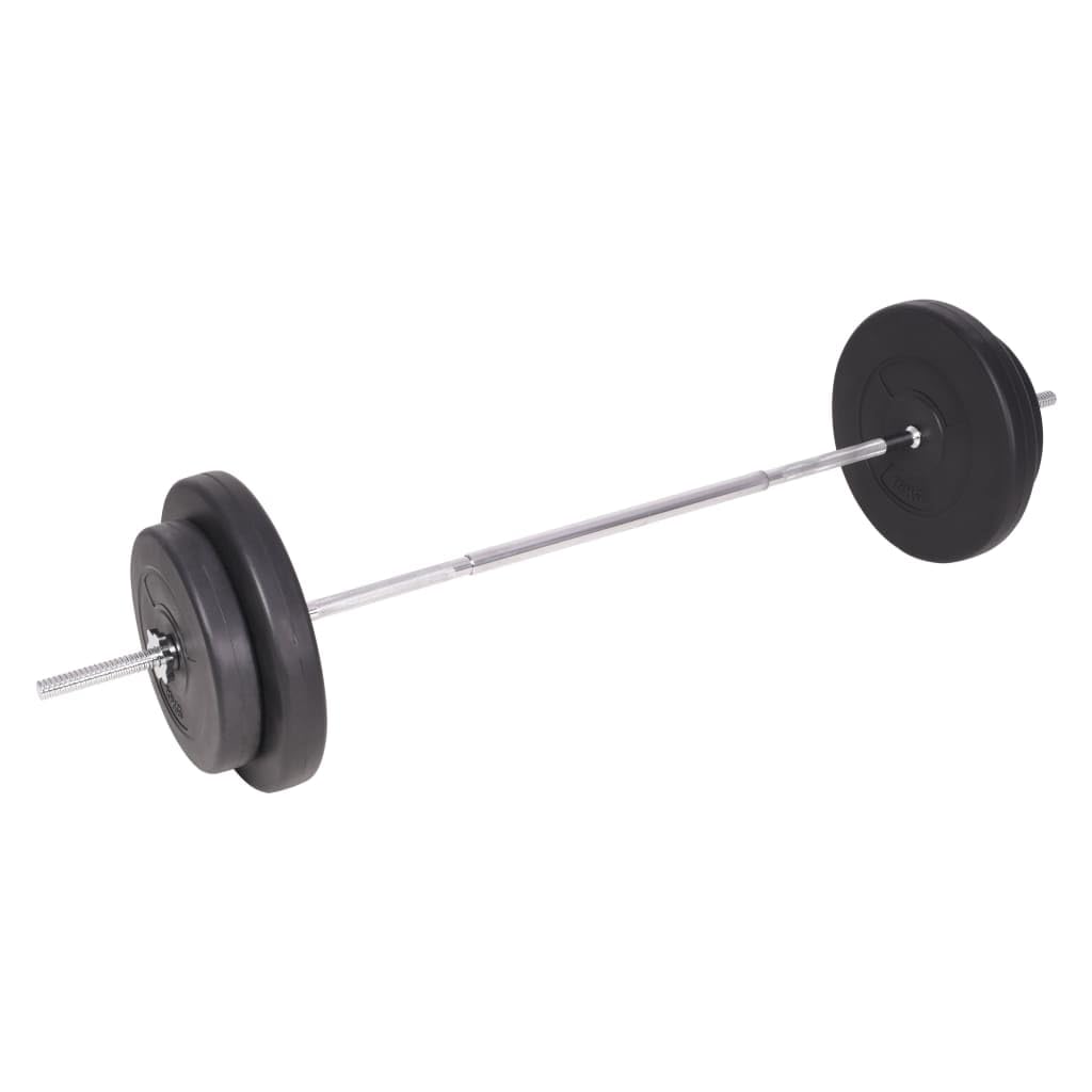 Langhantel- und Kurzhantelset 90 kg - Hantelset mit Hantelscheiben aus Zement und Stahlstangen - Krafttraining Fitness Set für zu Hause