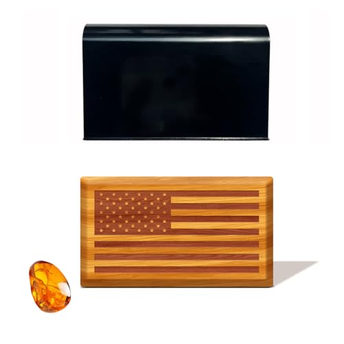 Image of Car Air Freshener - Wood Air Freshener - American US Flag Design - Car Odor Eliminator for Visor Clip - Sun Visor Clip Scent (Starter Kit /Amber Scent)