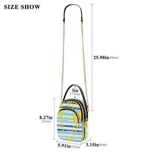 Yellow Palm Trees Blue White Striped One Shoulder Handbags Quilted Chain Wallet Cell Phone Purse Cute Designer Satchel Crossbody Bag3