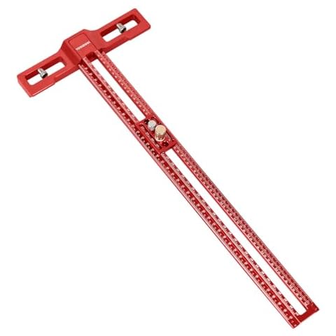 TOOLCOOL TS-16 Woodworking T Square Ruler Scriber Aluminum Alloy Hole Positioning Marking Gauge 16 Inch - Imperial and Metric Cover