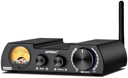 AIYIMA A08Pro Bluetooth 5.1 Mini Power Amplifier 2.0/2.1 Channel 300Wx2 HiFi Stereo Amplifiers TPA3255 Class D Digital Audio Amp VU Meter Amp with Treble and Bass Control