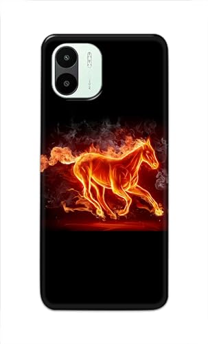 Image of PRINTFIDAA Printed Hard Back Cover Case for Mi Redmi A1 2022 Back Cover (Fiery Horse) -112