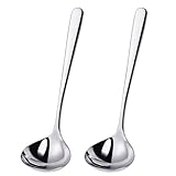 Mafier 2 oz. Soup Ladles SUS304 Stainless Steel Gravy Ladle for Serving,9.5 Inch Sauce Ladel Spoon(Silver)(Set of 2)