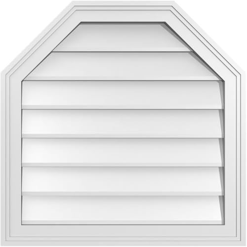 Ekena Millwork GVPOT24X2402SN Octagonal Top Surface Mount PVC Gable Vent, Factory Primed White